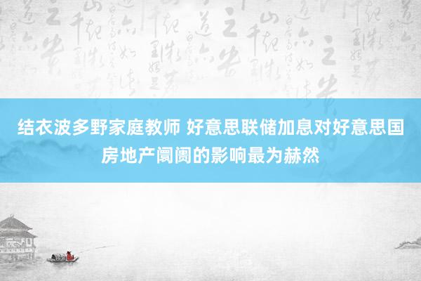 结衣波多野家庭教师 好意思联储加息对好意思国房地产阛阓的影响最为赫然