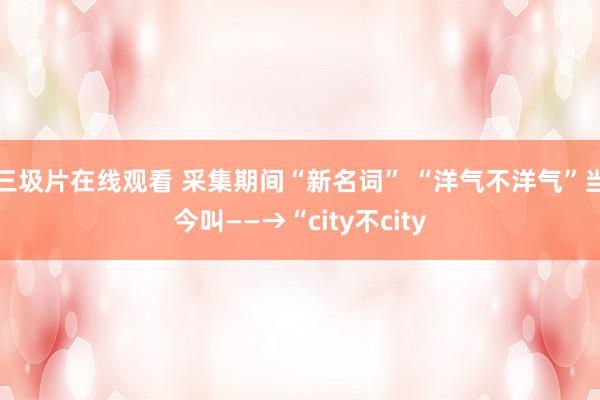 三圾片在线观看 采集期间“新名词” “洋气不洋气”当今叫——→“city不city