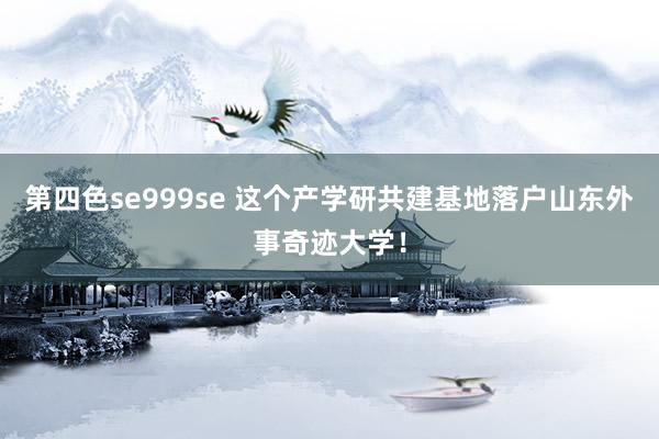 第四色se999se 这个产学研共建基地落户山东外事奇迹大学！