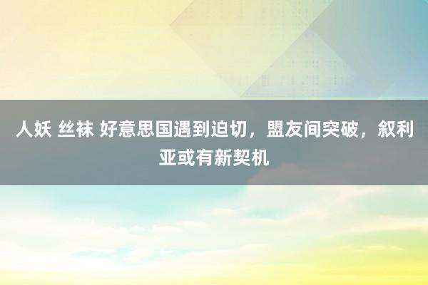 人妖 丝袜 好意思国遇到迫切，盟友间突破，叙利亚或有新契机